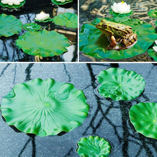 Artificial Lotus Realistic Floating Lily Pads Pond Decoration Faux Lotus Blooms Fake Lily Pads for Garden Patio Pond Decor