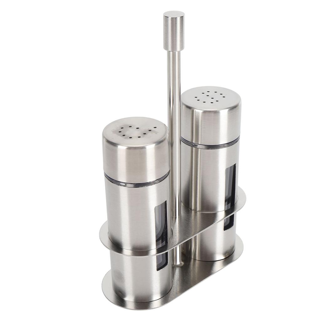 Набор из 2 шт. солонок и перечниц из нержавеющей стали 304, бутылочки для сахара, специй, приправ с подставкой для кухни, ресторана