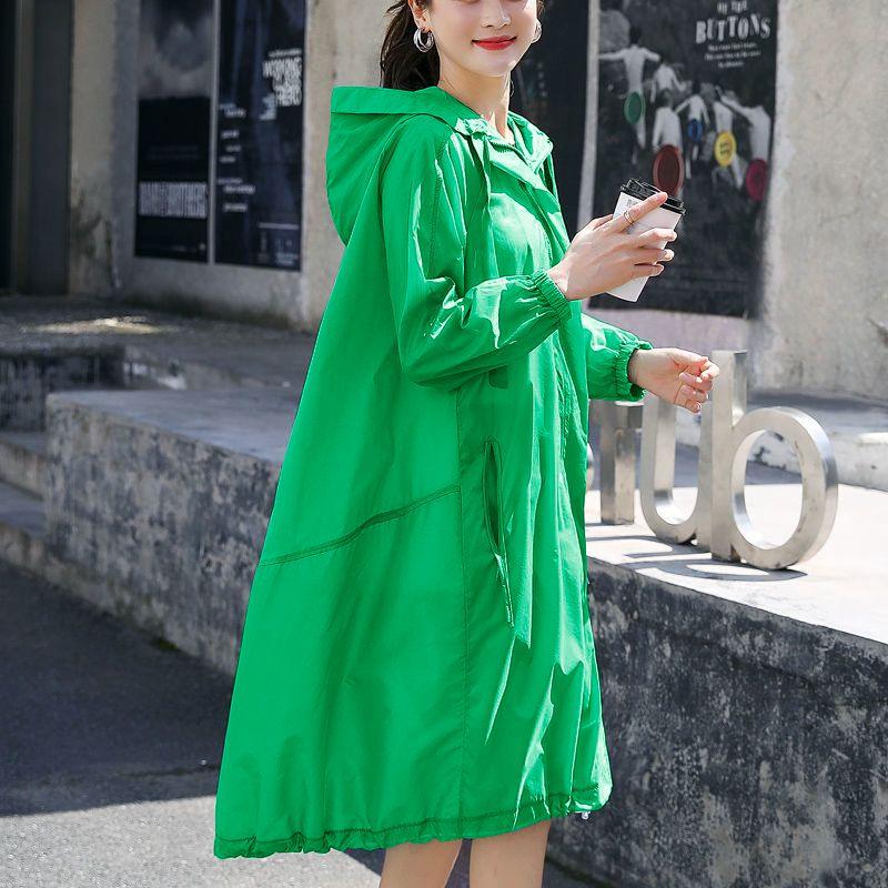 Летнее женское свободное пальто больших размеров и солнцезащитное легкое тонкое длинное пальто