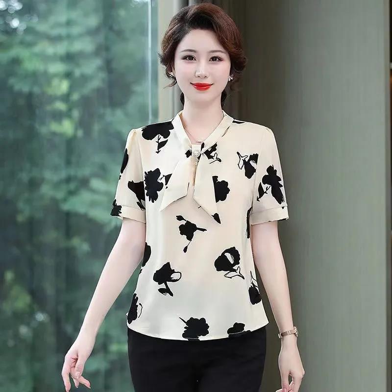 Рубашка с коротким рукавом для женщин, летняя женская свободная повседневная рубашка, модная футболка с принтом