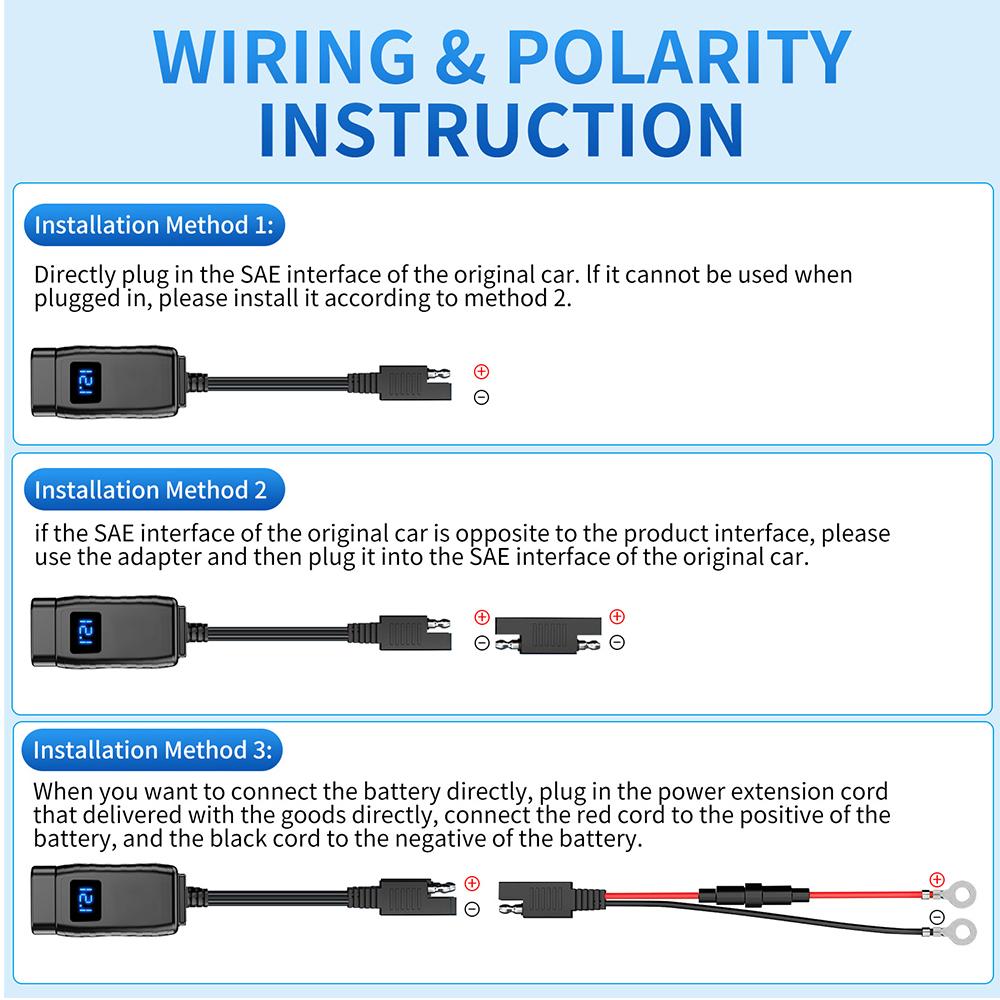 PD+QC3.0 USB-зарядное устройство для мотоцикла, быстрое зарядное устройство, 60 Вт, руль, два разъема USB с переключателем, вольтметром, водонепроницаемый адаптер питания 12 В