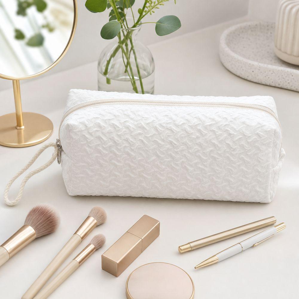 Zipper Closure Zipper Pouch Textured Surface Pencil Case High Quality Makeup Bag Makeup Storage