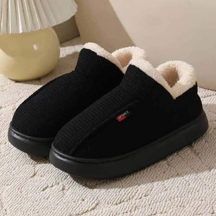 NEW Men Plush Fur Slippers Winter Warm Outdoor Fluffy Soft Cotton Men Boots Indoor Home Fashion Fur Cozy Furry Men Flat Shoes