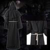 1 Set Halloween Cosplay Suit Robe Belt Necklace Set Hooded Long Sleeves Medieval Monk Witch Pastor Parties Performances Role-playing Costume