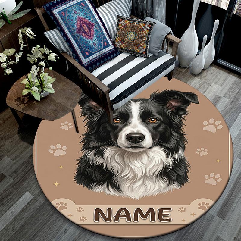 Custom Name,Cartoon Dog pattern round rug,Carpet Rug for Living Room Bedroom Playroom ,Non-slip Floor Mat,Holiday Gifts and Birthday Gifts.