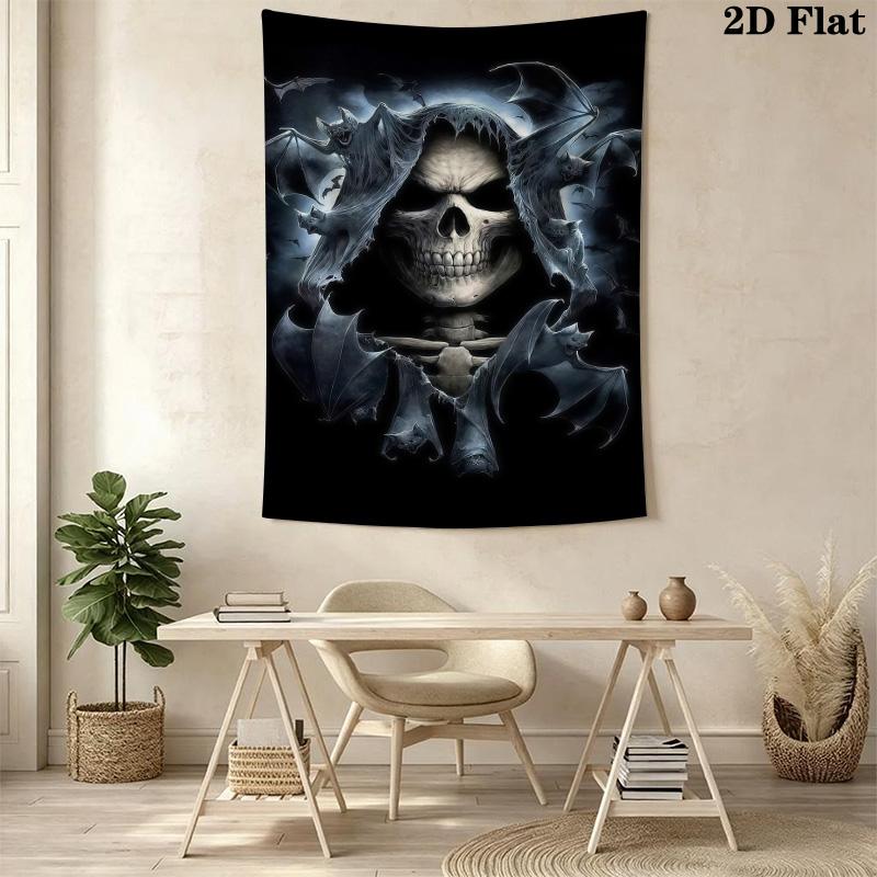 Dark Skull Tapestry Gothic Bedroom Decor Tapestry Background Cloth Fashion Print Atmospheric Background Cloth Homestay Soft Decoration Tapestry