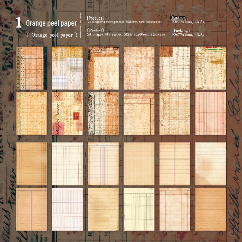 Ретро-альбом стикеров Yan Ji - Серия «Старые банкноты»: 48 Листов для Коллажа и Ведения Дневника, 4 Стиля в Ассортименте