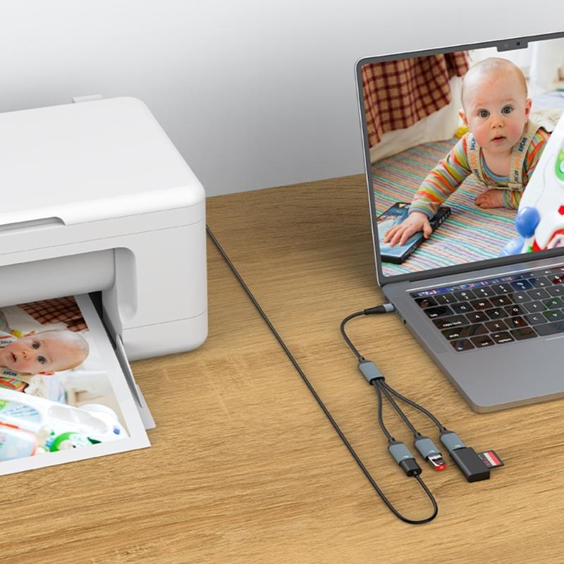 Адаптер USB Type C к USB 2.0 Адаптер Type C Папа к 3 USB 2.0 Мама Кабель-разветвитель Type C OTG Разъем для ноутбука