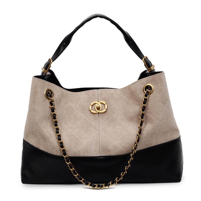 New Suede and Cowhide Shopping Bag Chain Bag Retro Stray Tote Bag Large Capacity Shoulder Messenger Bag