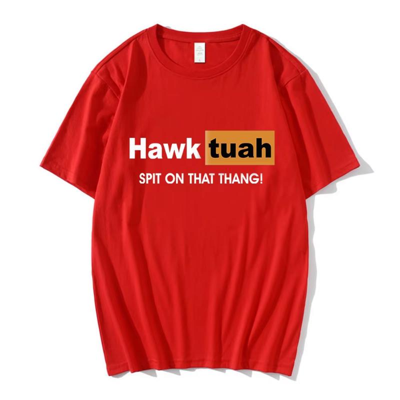 Футболка с принтом мема Hawk Tuah Spit on That Thing, смешная футболка, мужская и женская, повседневная, хлопковая, оверсайз, с коротким рукавом, стритвир