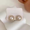 Retro Hong Kong Style Hepburn Style Pearl Earrings Earrings Women's French Autumn and Winter Temperament Versatile High-end Earrings