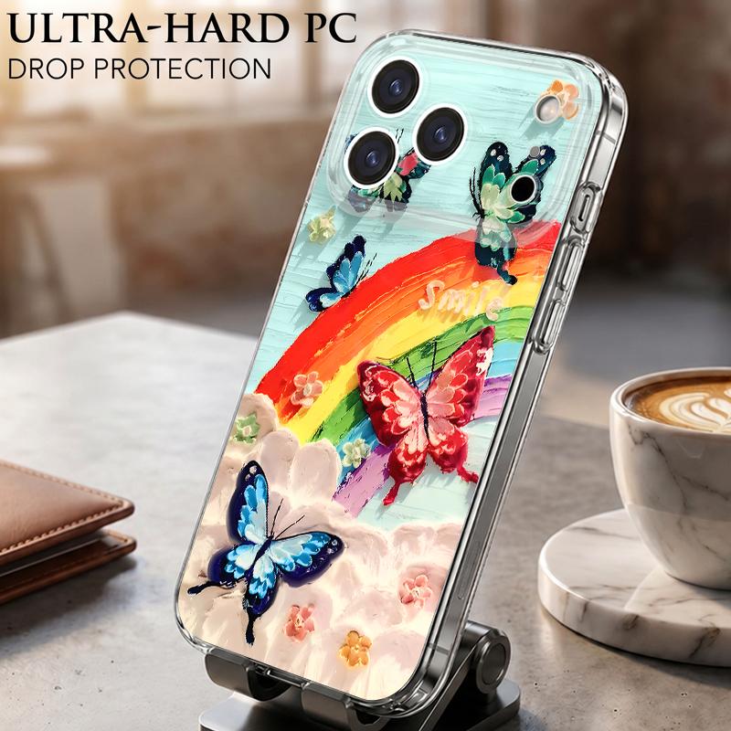 Красочный чехол с принтом бабочки для iPhone 17 Pro Max Чехол iPhone 16 Pro Max 15 14 13 11 17E Ударопрочный Прозрачный Мягкий ТПУ Силиконовый Чехол