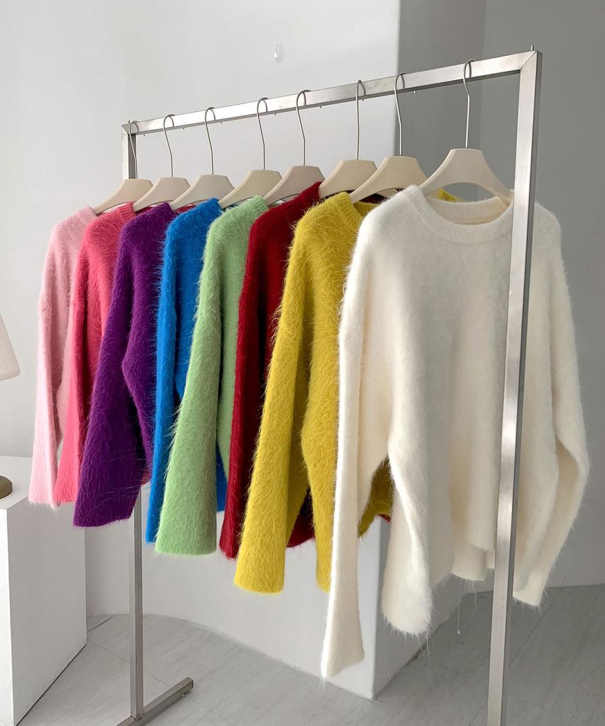 Baseukala Вязаный джемпер с воротником-стойкой и фактурой (8Colors)