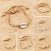 New Ethnic Handmade Gold Silver Weave Rope Bangles Shell Bead Bracelets Adjustable Bohemia