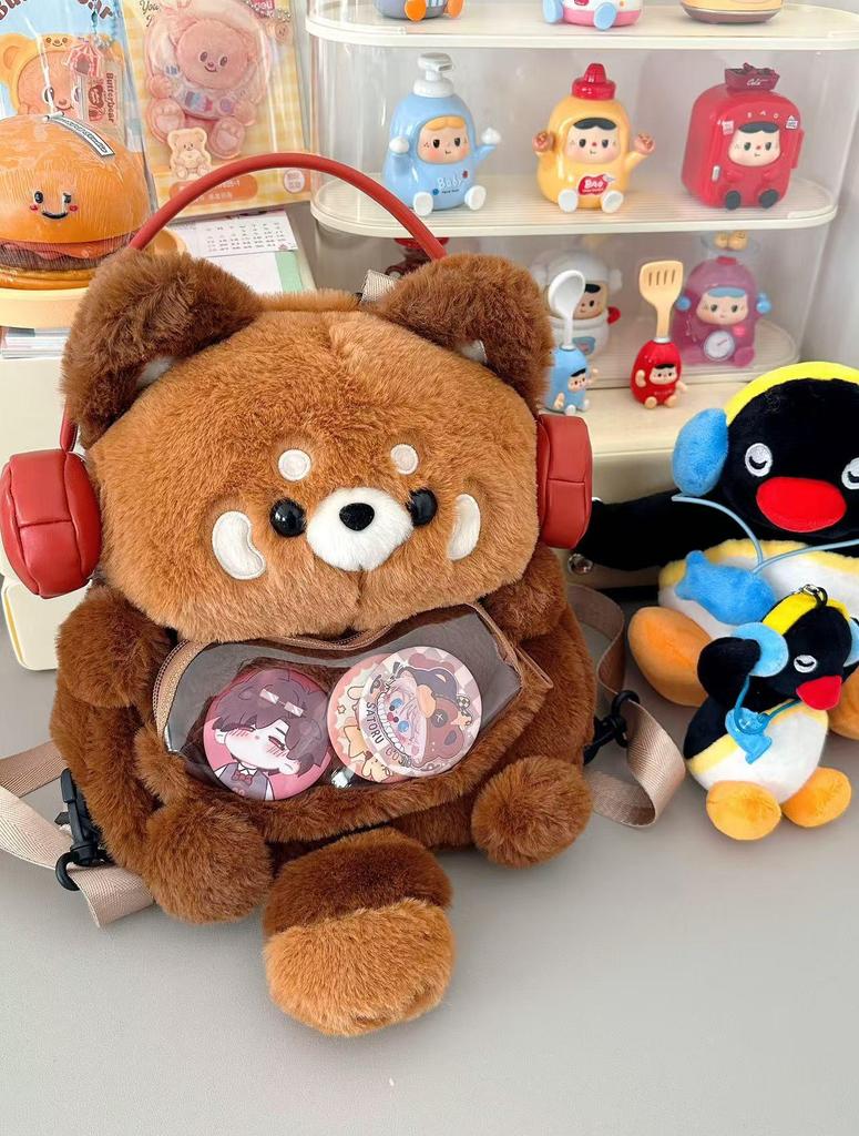 Очаровательный плюшевый рюкзак-енот в мультяшном стиле Мори - Мягкий тренд для поездок