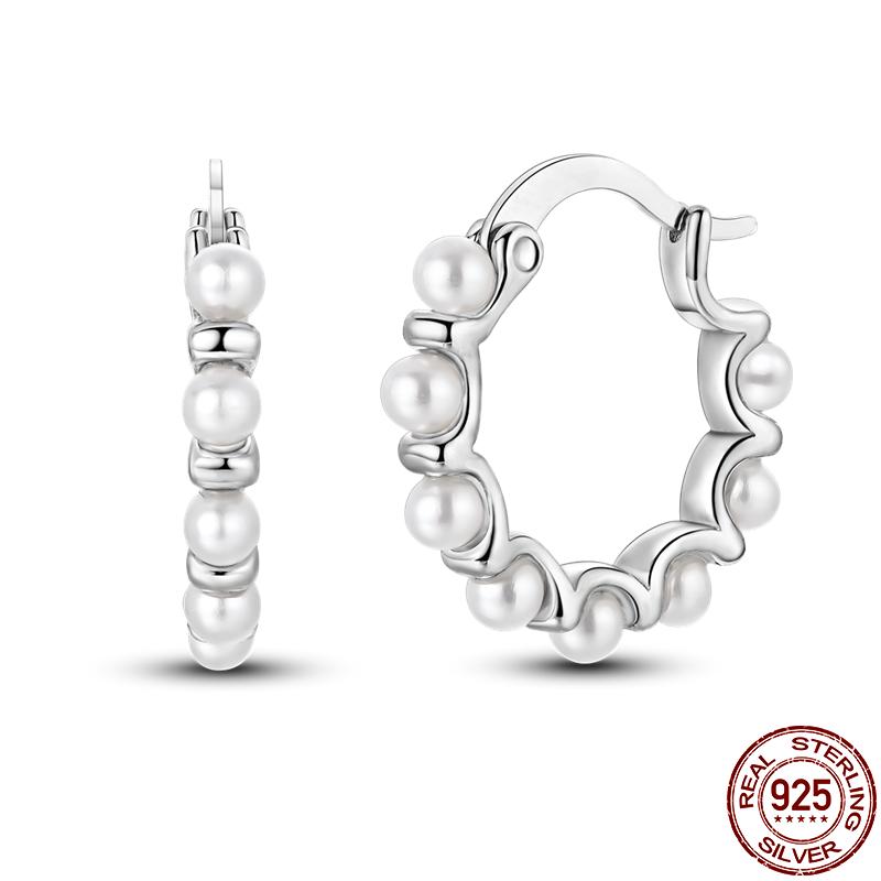 New S925 Silver Sparkling Drop Pearl For Women Simple Earring Trending Fashion Jewelry Birthday Gift