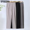Mom Summer Pants Middle Aged Women's Pants Summer Casual High Waist Grandma Straight Leg Pants