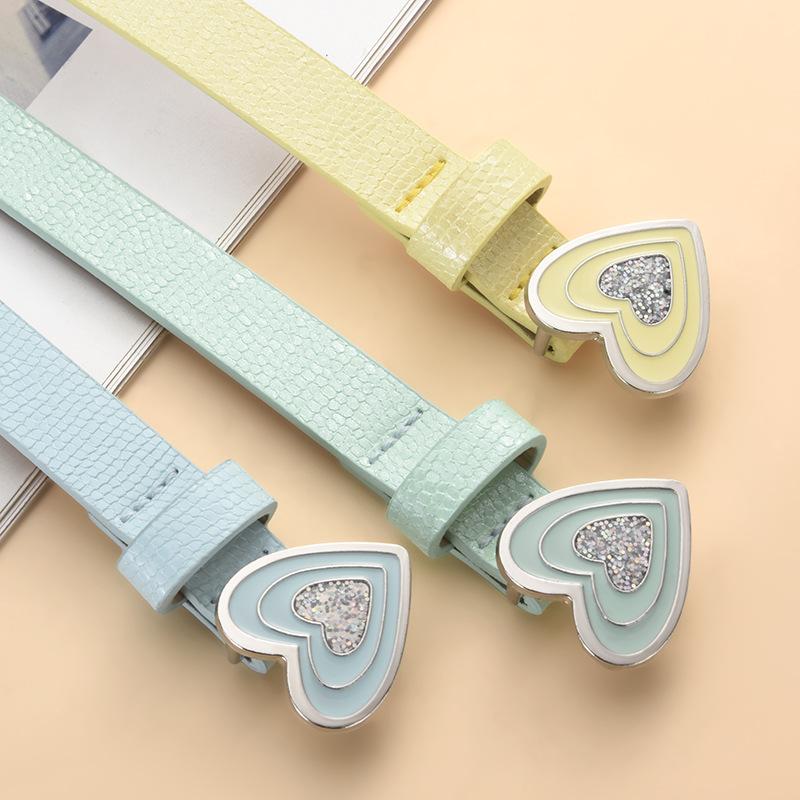 Fashionable and Elegant Heart-Shaped Weight Belt with Accessories Color-Glazed Inlaid and Subtly Sparkling Women’s Belts