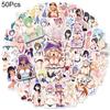 50 шт. наклейка в стиле граффити съемная самоклеящаяся ПВХ аниме девушка каракули наклейка вечерние сувениры