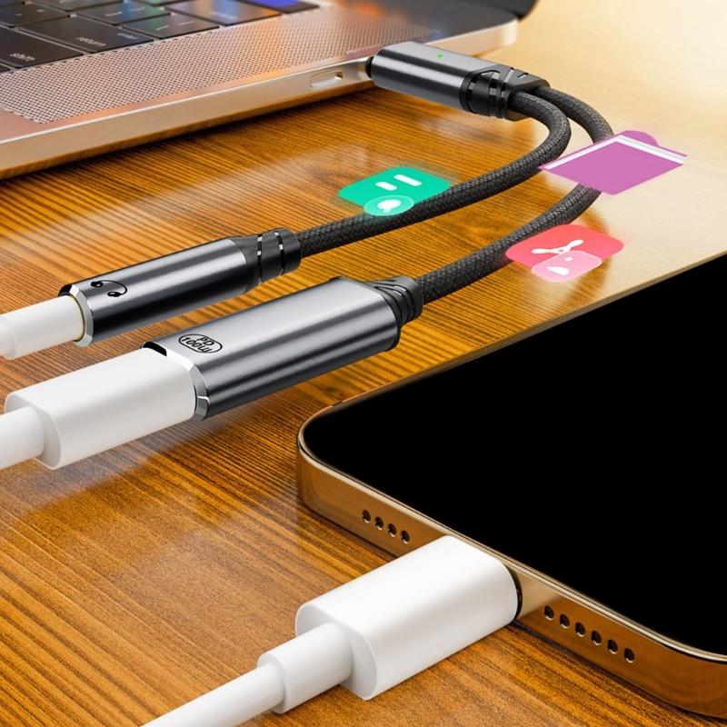 Type C  to 3.5mm Headphone Adapter Charger with PD100W Fast Charging 3.5mm Headsets Converter 2 in 1 FOR Clear Music