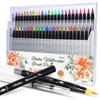 Ohuhu Watercolor Brush 48 Colors 2 Water Pens Watercolor Pen Brush Pen Color Set Watercolor Brush Water Based Watercolor Painting Lettering