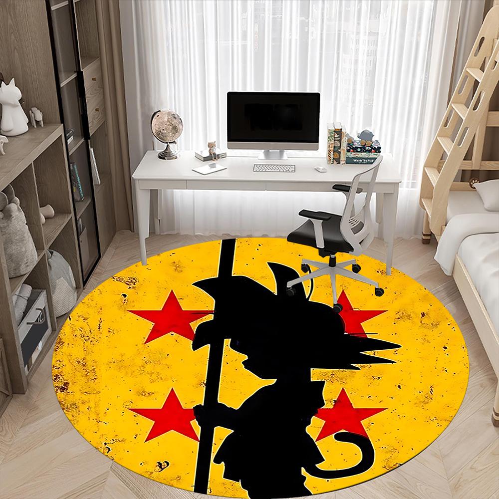 1pcDragon Ball Z, Saiyan Office Round Area Rug, Indoor Mat Suitable For Office, Under Office Chairs Bedroom Living Room Home Decor, Room Deco