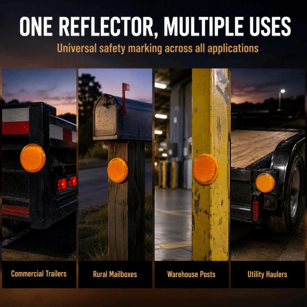 4Pcs Self Adhesive Round Safety Reflectors Plastic Warning Reflectors Adhesive Reflectors  Trailers