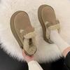 Thick Bottom Heightening One Pedal Bag Head Birkenstock Hairy Half Slippers Women's Autumn and Winter Outer Wear Velvet 2025 New Cotton Slippers