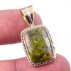Natural Unakite Gemstone 925 Solid Sterling Silver Two Tone Pendant 1.25" p2S04