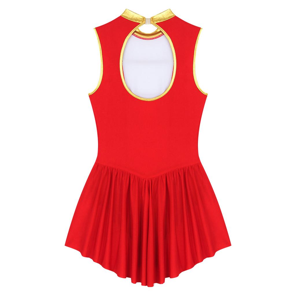 Women's Circus Ringmaster Halloween Costume Sleeveless Skirted Leotard Showman Jumpsuit