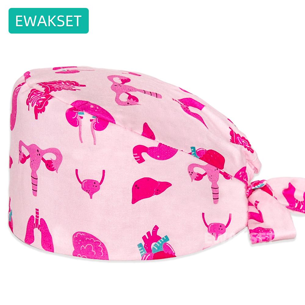 Унисекс, хирургическая шапочка с рентгеновским принтом, чистый хлопок, операционная, хирургическая шапочка, медицинская рабочая шапочка для женщин и мужчин