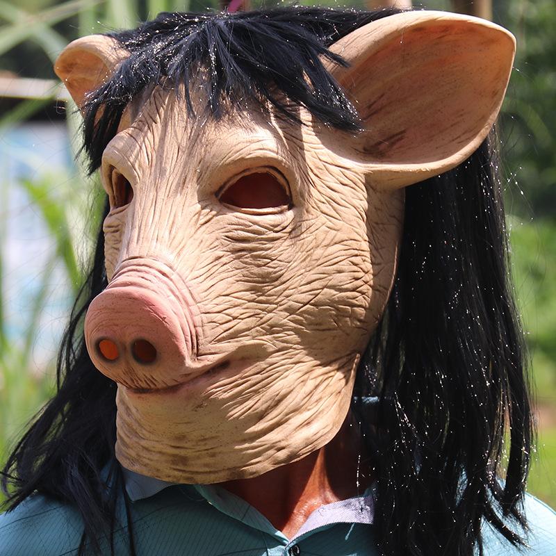 Halloween Mask: Saw Killer Pig Head Mask, Scary Animal Headgear, Funny Party Wild Boar Head Prop