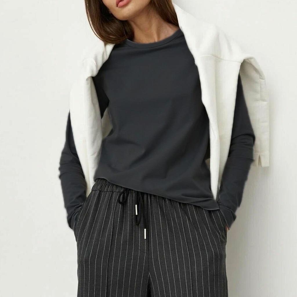 Женские футболки с длинными рукавами, весенняя новинка, женская мода, для отдыха, универсальный свитер для поездок на работу, футболка с круглым вырезом