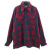 70s Vintage Check Pattern Long Sleeve Wool Shirt L Red Men's Used