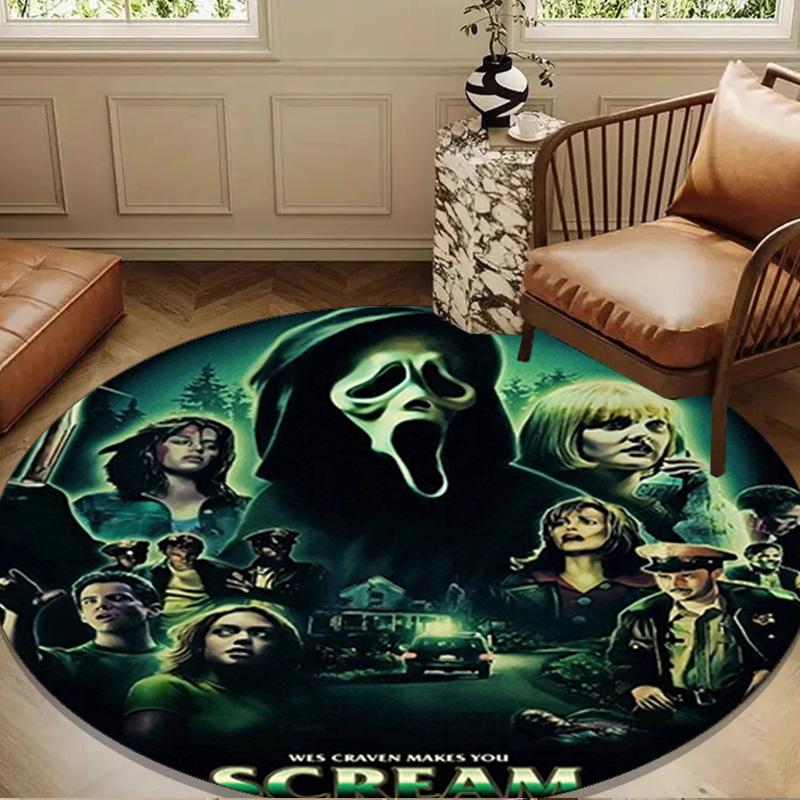 Scr-eam Horror Movie Round Rug for Livingroom,Bedroom, Palyroom, Chair Rug, Area rug, Circle Carpet, Large Size Fan Christmas gift