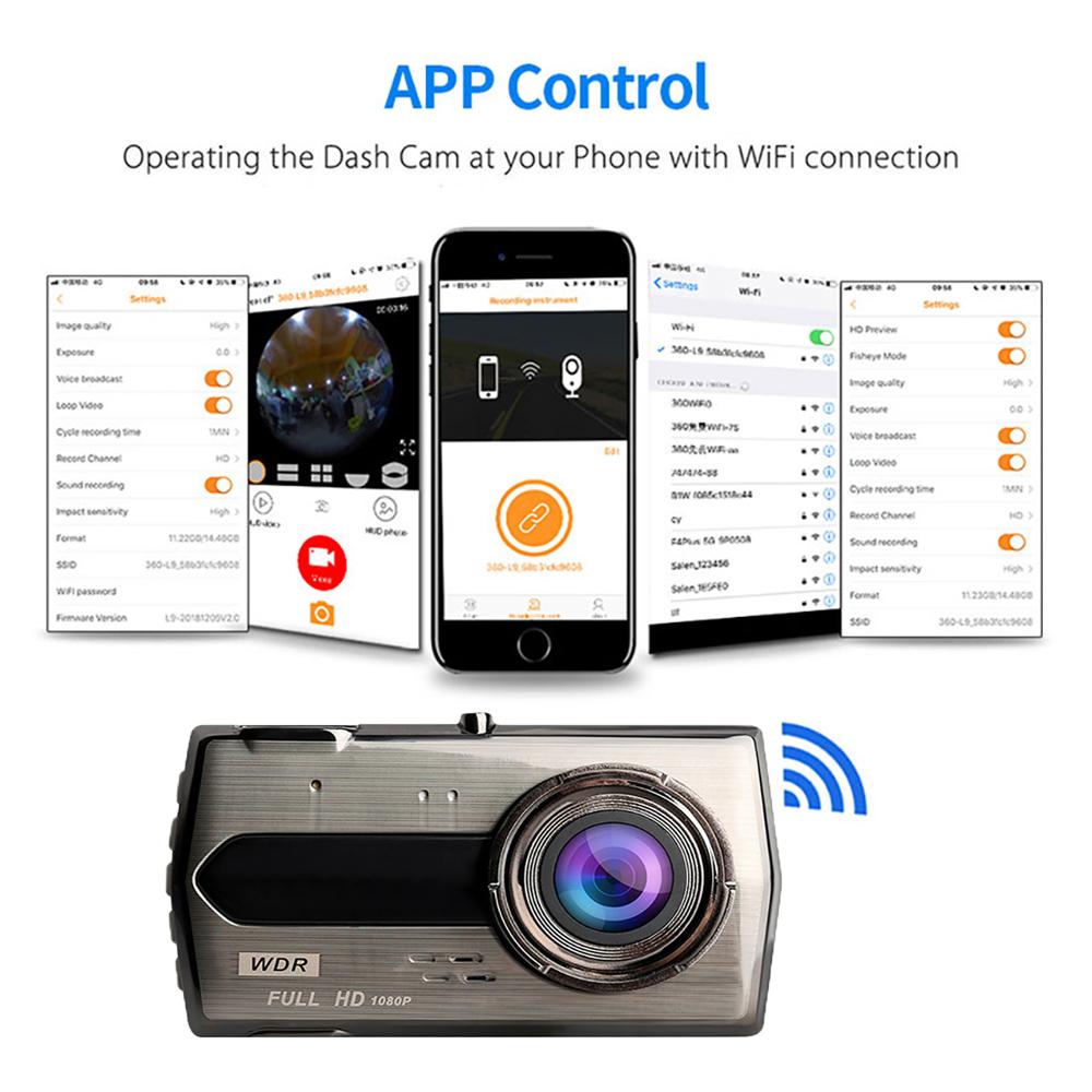 Автомобильный видеорегистратор WiFi Full HD 1080P Dash Cam Reverse Car Camera Car Video Recorder Auto Dashcam Black Box GPS Car Accessories