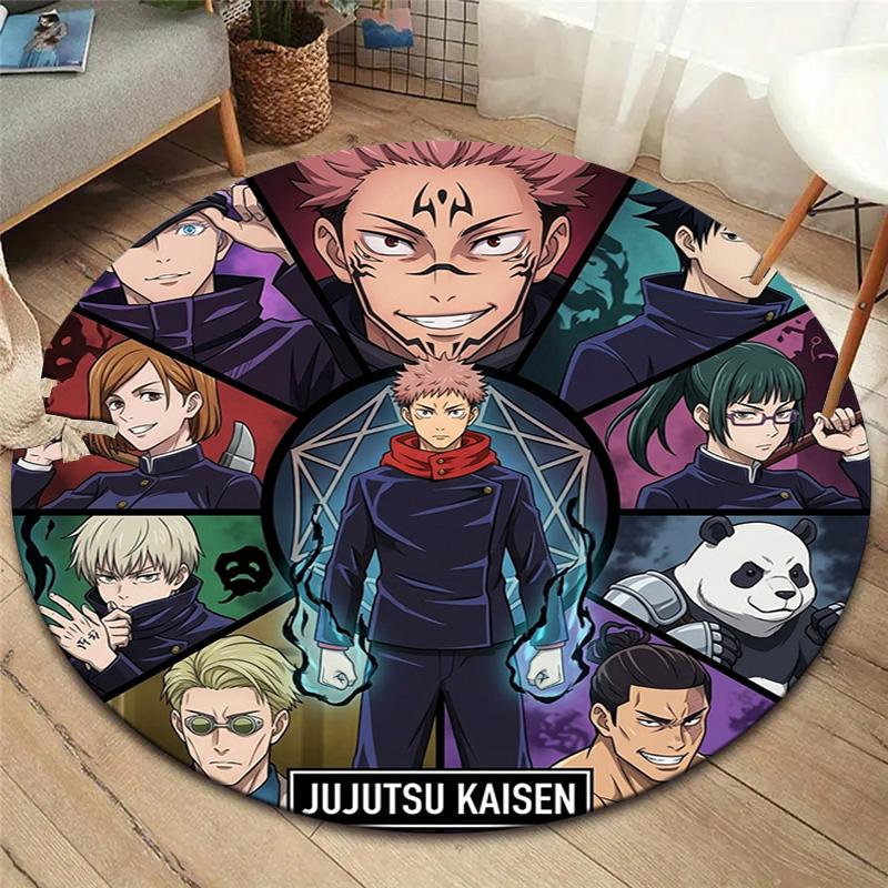 Ковер с круглым ворсом Jujutsu Kaisen Ковер для гостиной, спальни, дивана, игровой комнаты Декор Нескользящий коврик для пола