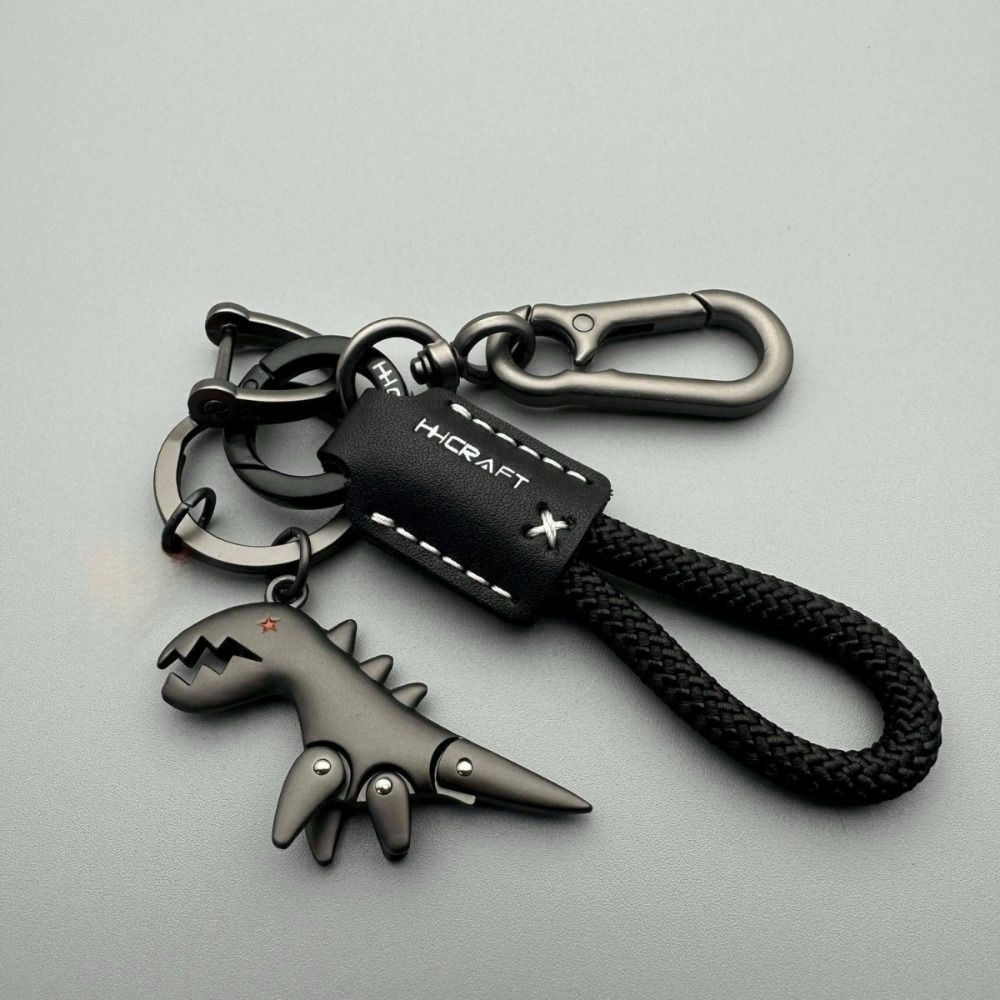 Cartoon Dinosaur Pendant Animals Bag Hanging Accessories Leather Rope Car Keychain Car Accessory