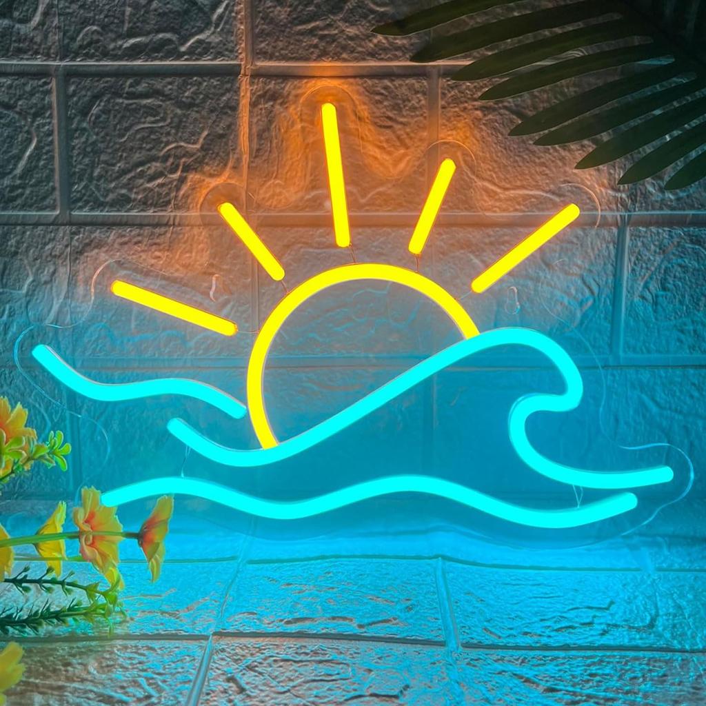 Sunset Neon Sign for Wall Decor Ocean Surf Signs for Bedroom Living Room Bar Cafe Game Room Birthday Party Christmas