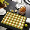 4 PCS Fresh Retro Plaid Meal Mat Kitchen Dining Room Waterproof Anti Slip Tableware Mat Home Decor