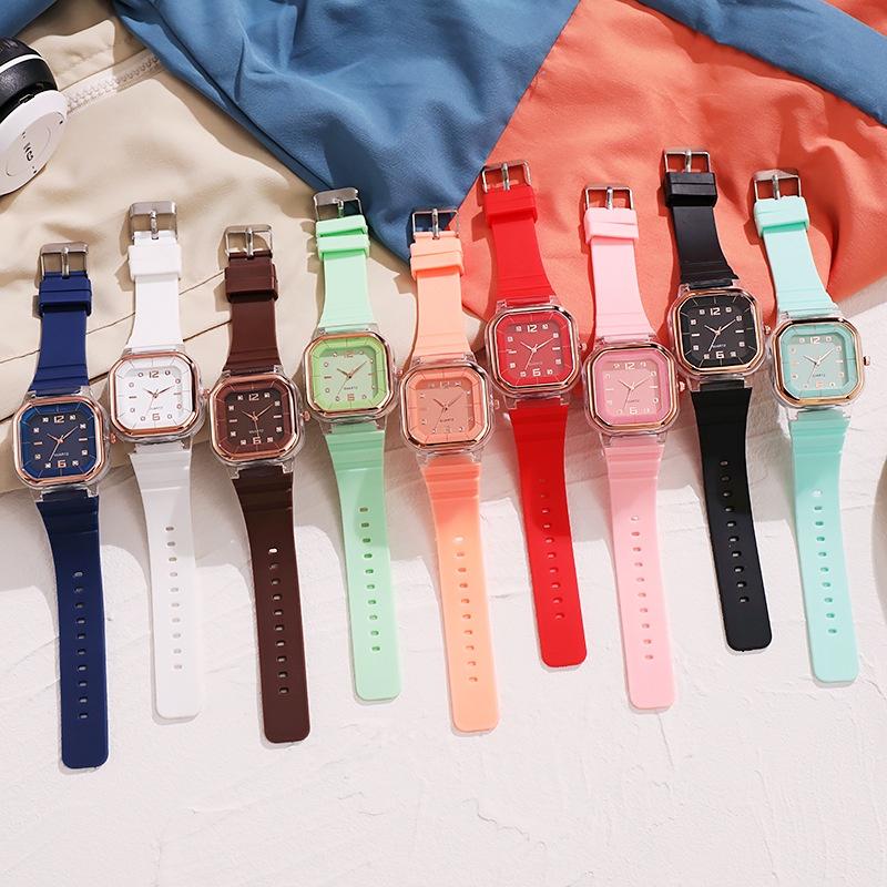 Women Watch/Stylish Square Dial Crystal Silicone Dial