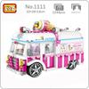 LOZ 1112 Vehicle Model Pink Ice Cream Van Car Truck Shop Store 3D Model Mini Blocks Bricks Building Toy for Children Gift No Box