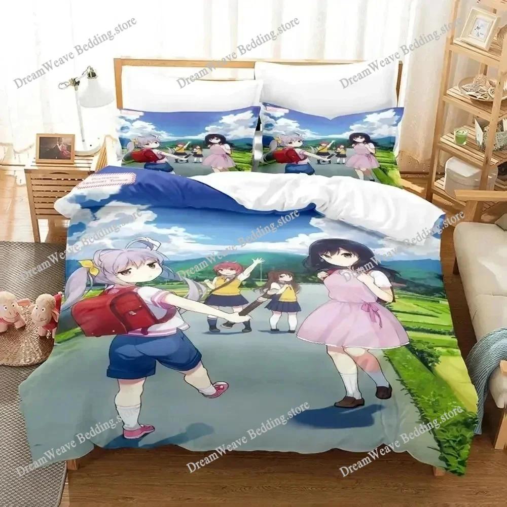3D Печать Аниме Non Non Biyori Комплект постельного белья Пододеяльник Комплект для кровати Чехол для одеяла Наволочка Одеяло Размер King Queen Мальчики Взрослые963963
