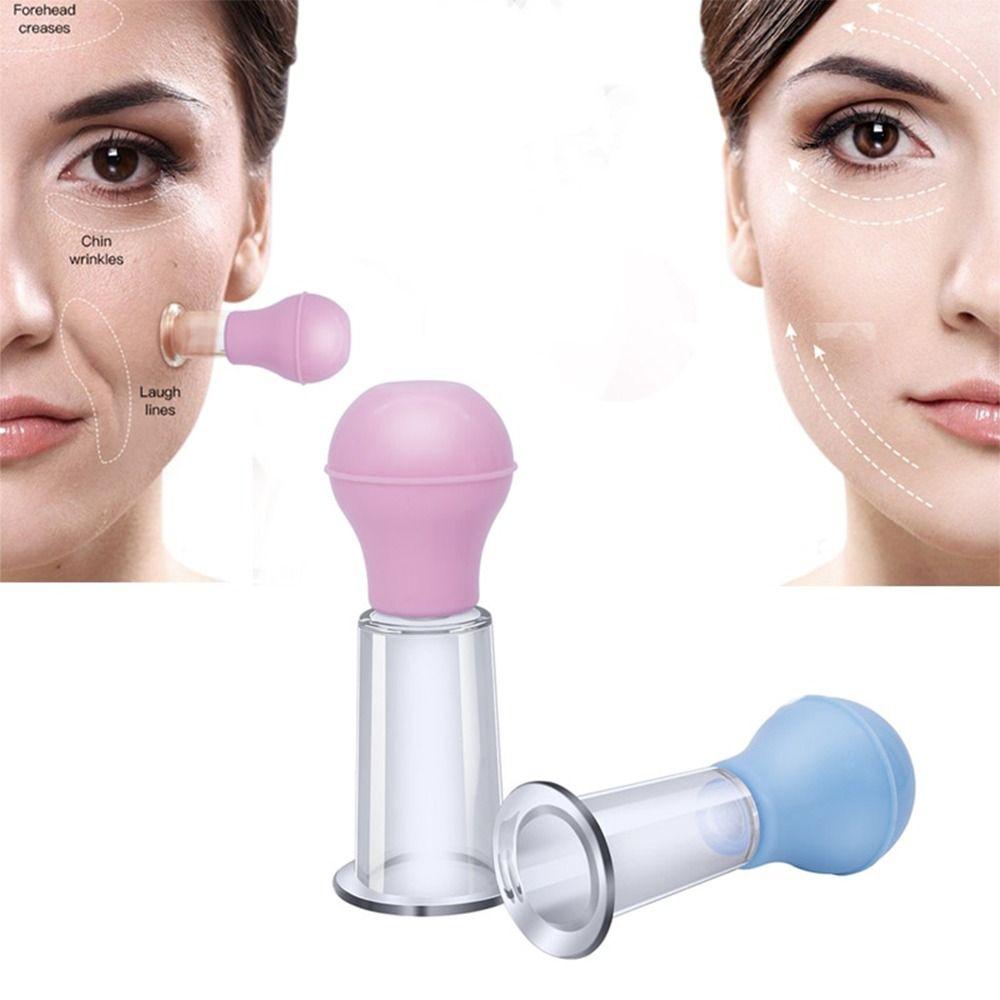 Pink/Blue Facial Massage Cup PVC Skin Scraping Cup 3 Sizes Vacuum Cup Home Beauty