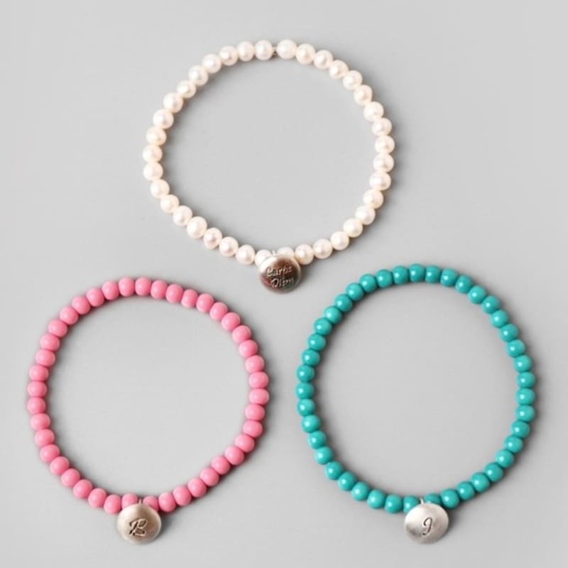BONBEAU Silver initial button charm ball Bracelet