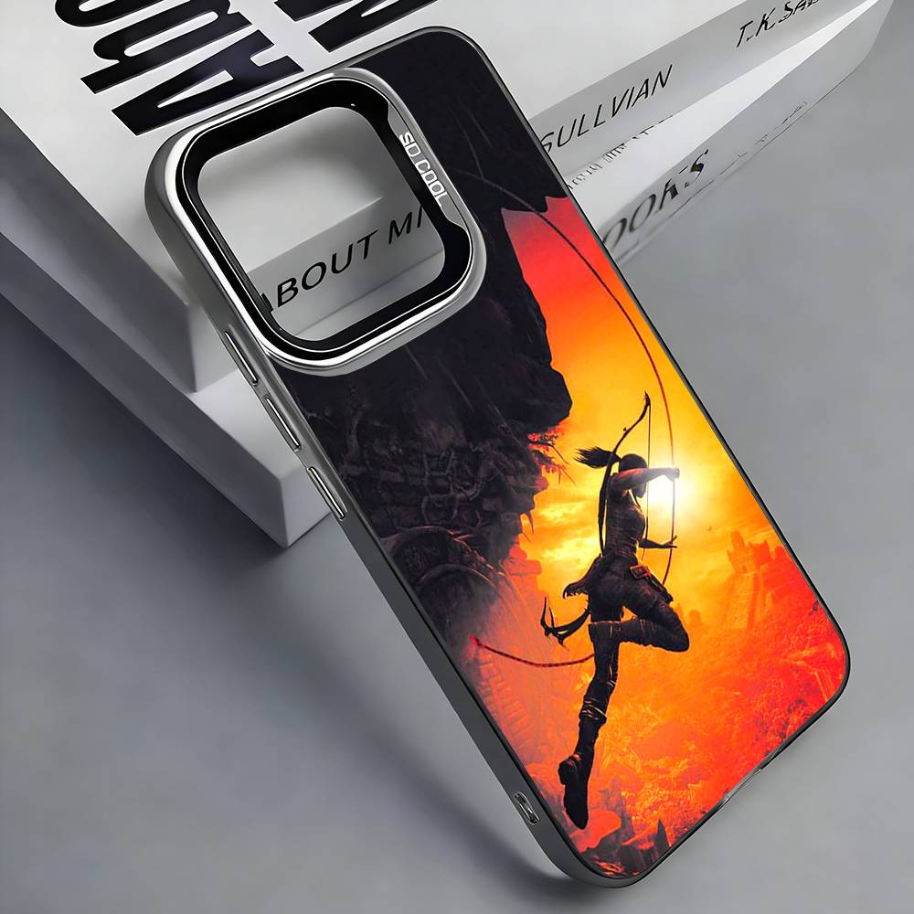 Чехол для телефона L-Lara Croft T-Tomb R-Raider Для iPhone 17, 16, 15, 14, 13, 12, 11 Plus, Pro Max, Цветной Серебристый Funda Чехол