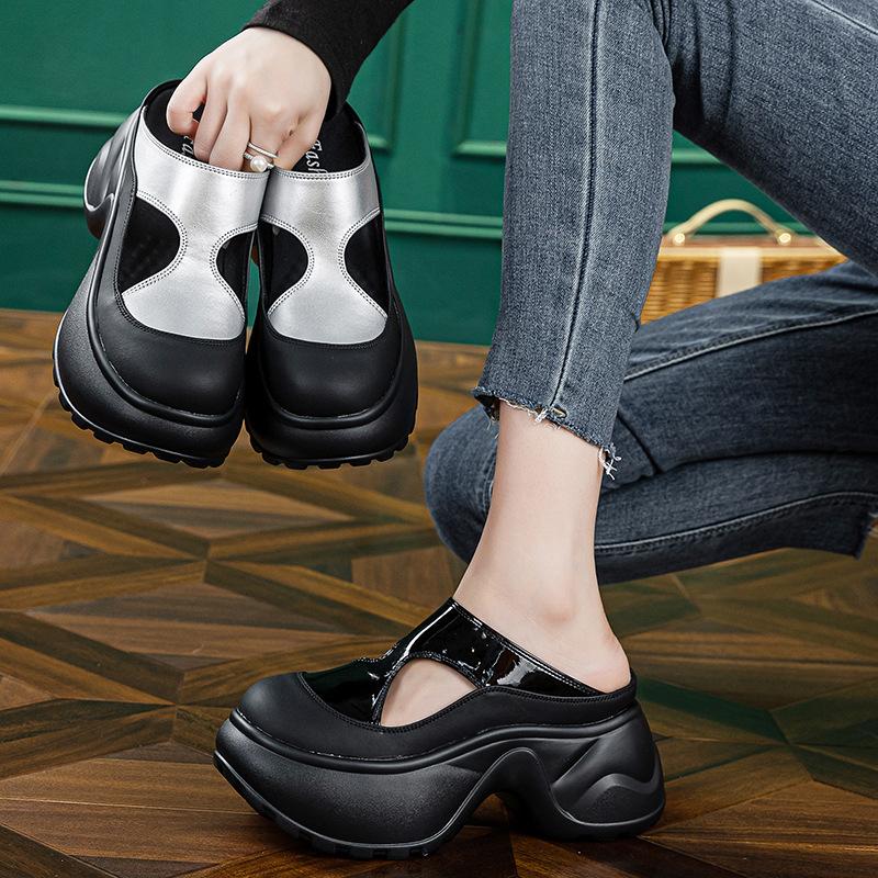 Baotou Sandals Women's Outer Wear Summer New Lazy Half Slippers Ugly Cute Hole Shoes Platform Beach Shoes