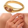 Elegant Horse Eye Zircon Stone Ring Stainless Steel Gold Plated Finger Ring Accessory Handmade Unique Gift for Women