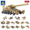 KAZI Military Tank Kits Building Blocks 16 In 1 Model Building Block Toy Children Gift Toys for Boy Modular Plastic Build Bricks