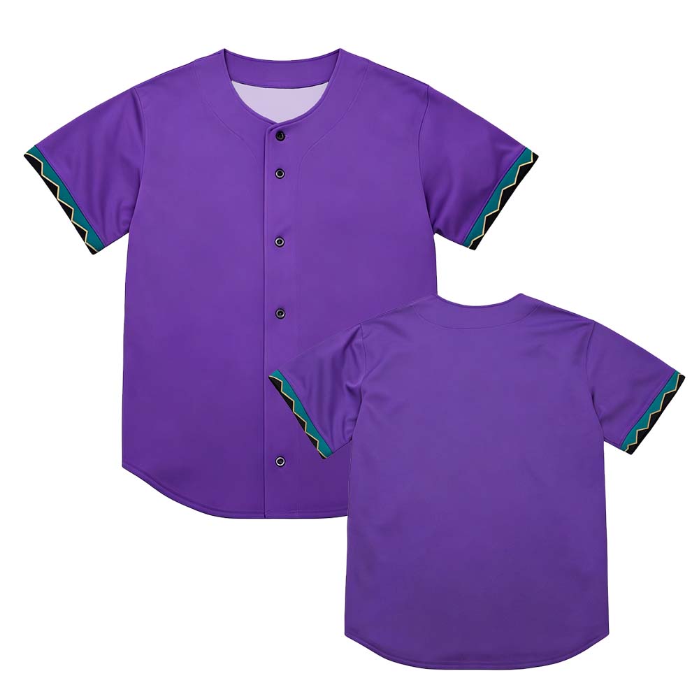 Black Purple Baseball Jersey Unisex Streetwear Loose Short Sleeve Button Up Shirt Summer Design Graphic Print Merch Clothing Men